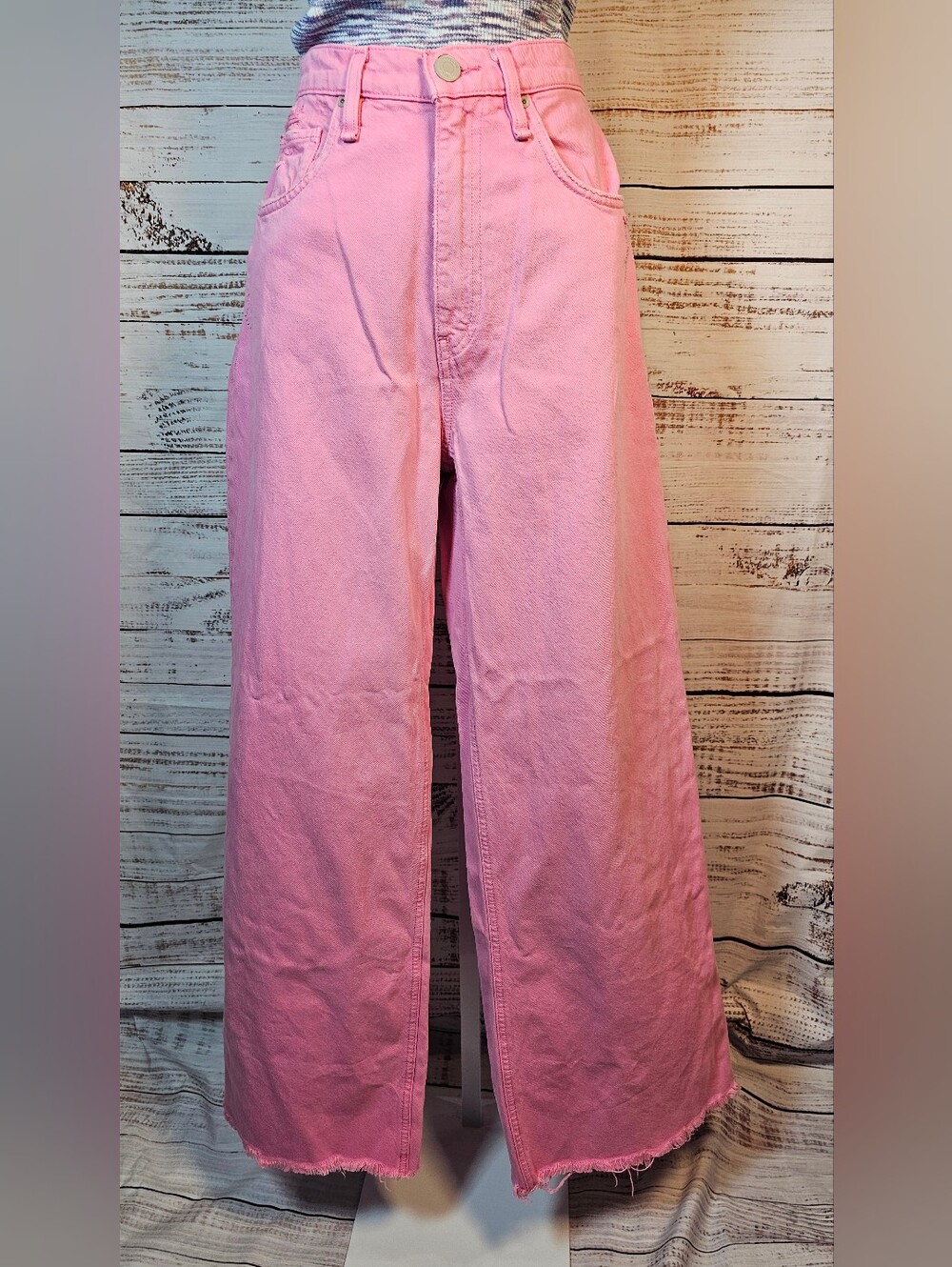 HUDSON James High Rise Wide Leg Jeans Size 25 Fuchsia Pink Raw Hem